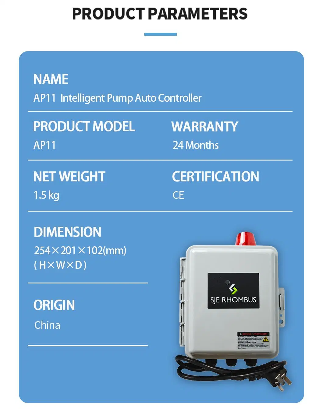 High Quality Pump Controller, with Sound & Visual Alarm, 24 Hr Real-Time Monitoring, RS485 Communication, IP66 Rate, UL Certified.